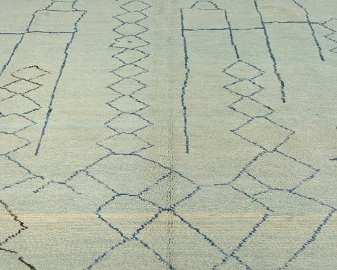 8x9 Moroccan Beige Hand Woven Wool Area Rug