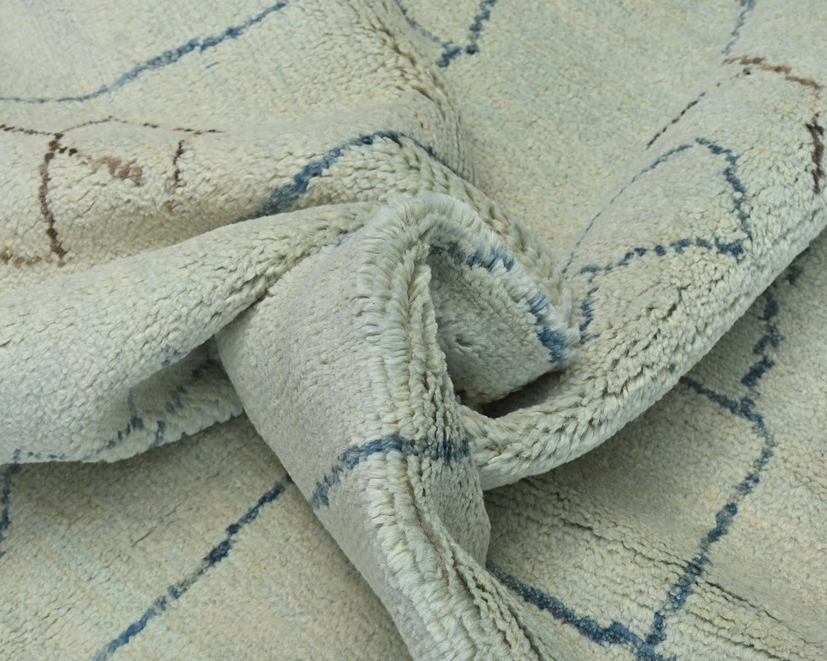 Alfombra marroquí de lana tejida a mano en beige de 8x9
