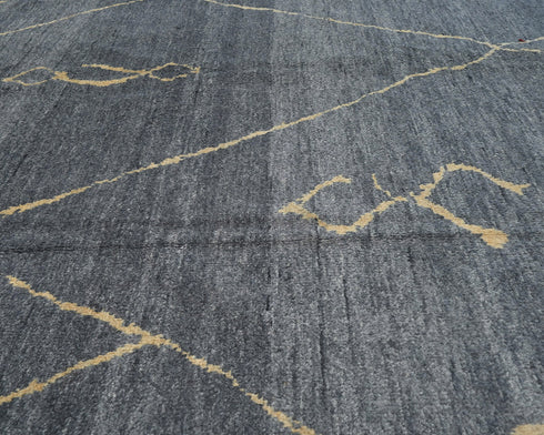 Alfombra marroquí de lana tejida a mano en gris de 9 x 12 pulgadas