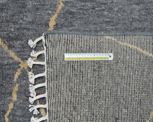 Alfombra marroquí de lana tejida a mano en gris de 9 x 12 pulgadas