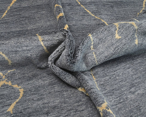 Alfombra marroquí de lana tejida a mano en gris de 9 x 12 pulgadas