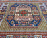 Alfombra afgana Kazak de lana geométrica anudada a mano, de 1,5 x 2,1 m, color gris y azul