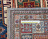 Alfombra afgana Kazak de lana geométrica anudada a mano, de 1,5 x 2,1 m, color gris y azul