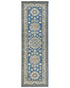 8 Ft Blue Kazak Afghan Hand Knotted Geometric Wool Runner Rug