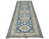 8 Ft Blue Kazak Afghan Hand Knotted Geometric Wool Runner Rug