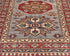8 Feet Gray Red Kazak Afghan Hand Knotted Wool Runner Rug