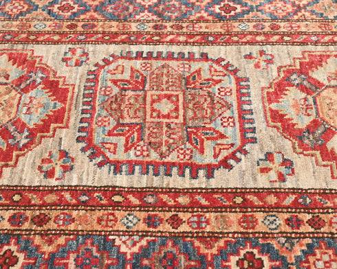 10 Feet Brown Kazak Afghan Hand Knotted Wool Runner Rug