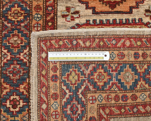 10 Feet Brown Kazak Afghan Hand Knotted Wool Runner Rug
