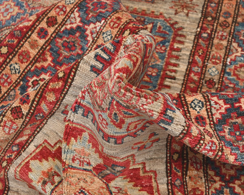 10 Feet Brown Kazak Afghan Hand Knotted Wool Runner Rug