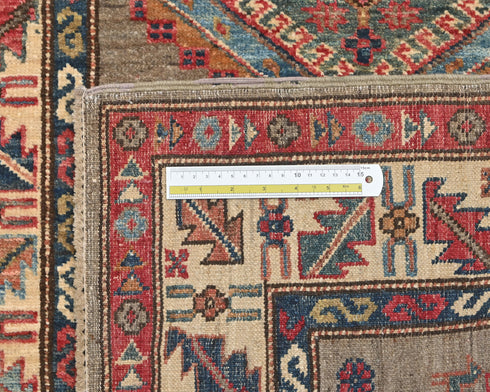 10 Feet Brown Kazak Afghan Hand Knotted Wool Runner Rug