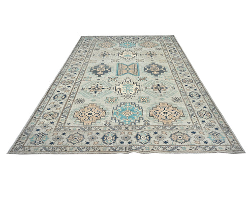 6x9 Ft Kazak Afghan Hand Knotted Geometric Wool Area Rug