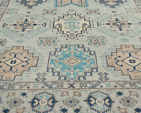 6x9 Ft Kazak Afghan Hand Knotted Geometric Wool Area Rug