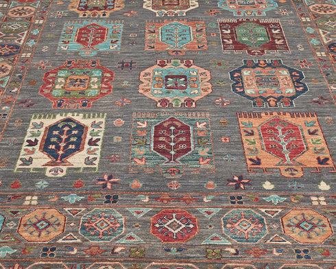 6x8 Gray Khurgeen Afghan Hand Knotted Wool Area Rug