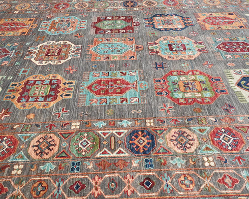 6x8 Gray Khurgeen Afghan Hand Knotted Wool Area Rug