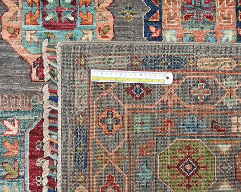 6x8 Gray Khurgeen Afghan Hand Knotted Wool Area Rug