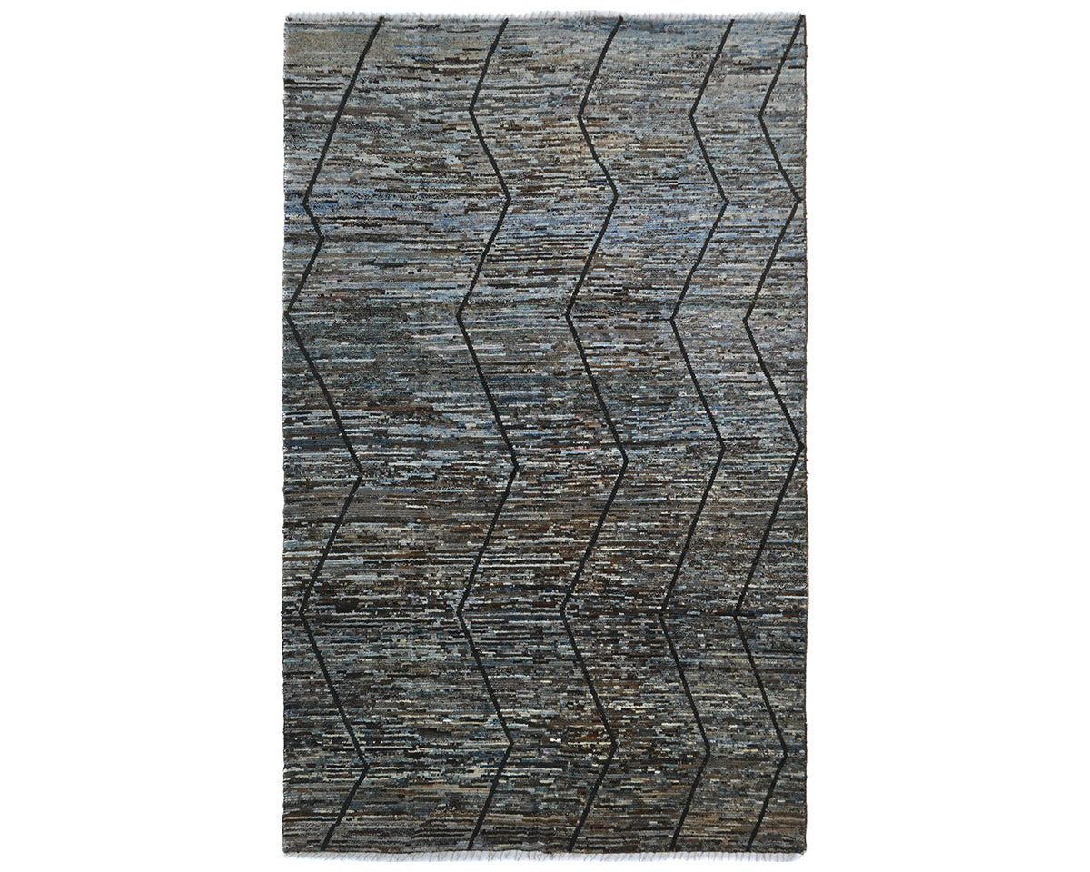 Alfombra marroquí multicolor de lana tejida a mano de 10 x 14 pulgadas