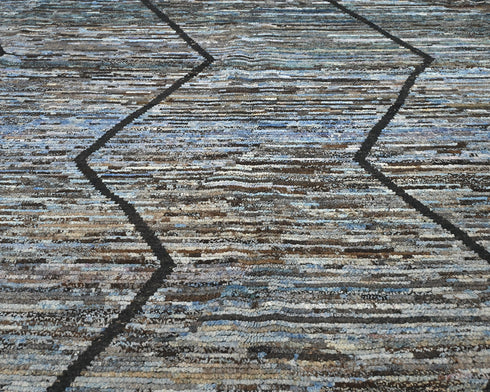 Alfombra marroquí multicolor de lana tejida a mano de 10 x 14 pulgadas