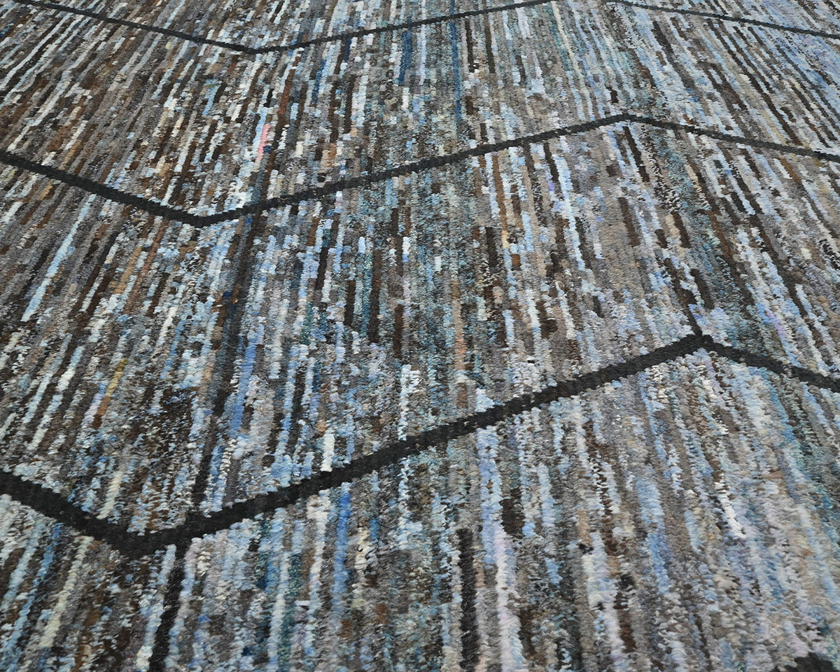 Alfombra marroquí multicolor de lana tejida a mano de 10 x 14 pulgadas