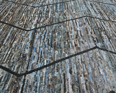 Alfombra marroquí multicolor de lana tejida a mano de 10 x 14 pulgadas