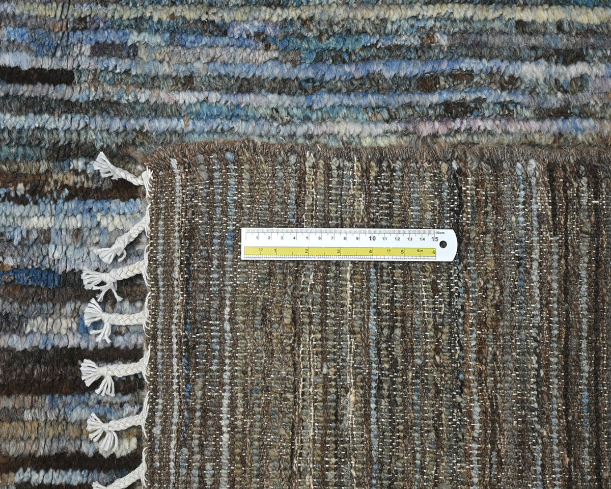 Alfombra marroquí multicolor de lana tejida a mano de 10 x 14 pulgadas