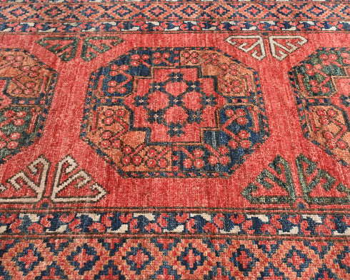 10 Ft Rusty Red Ersari Afghan Hand Knotted Veg Dye Wool Runner Rug
