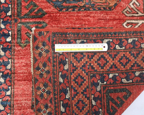 10 Ft Rusty Red Ersari Afghan Hand Knotted Veg Dye Wool Runner Rug