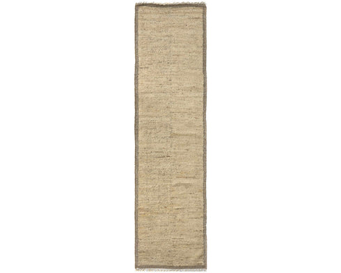 10 Feet Moroccan Beige Hand Woven Wool Runner Rug