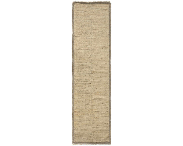 10 Feet Moroccan Beige Hand Woven Wool Runner Rug