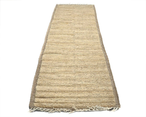 10 Feet Moroccan Beige Hand Woven Wool Runner Rug
