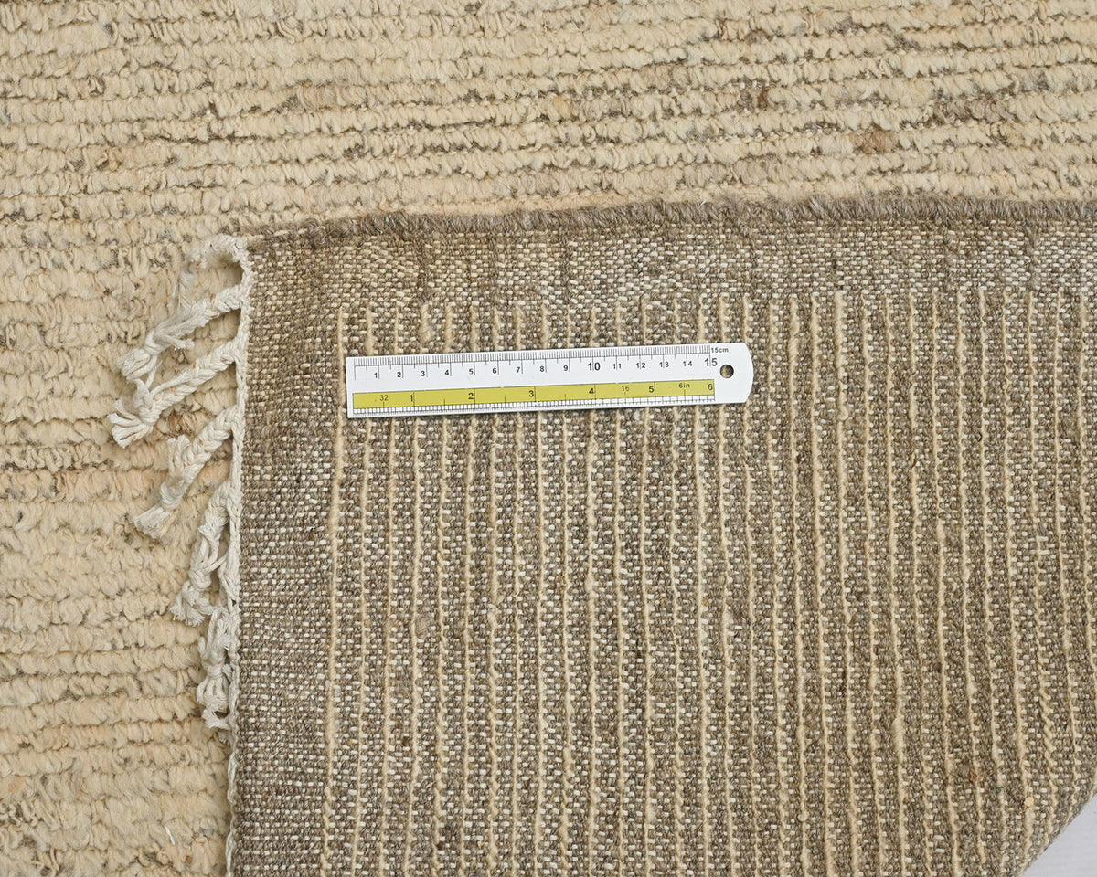 10 Feet Moroccan Beige Hand Woven Wool Runner Rug