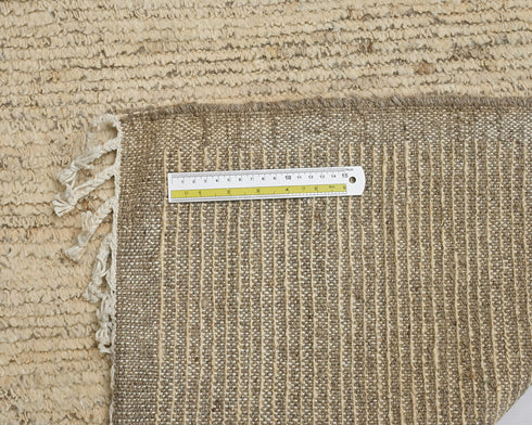 10 Feet Moroccan Beige Hand Woven Wool Runner Rug