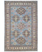 6x9 Kazak Blue Gray Afghan Hand Knotted Geometric Wool Area Rug