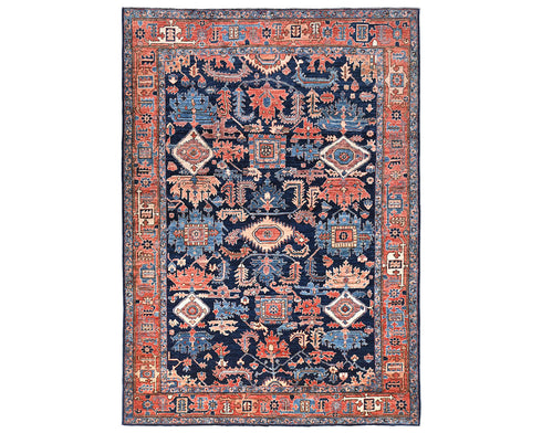 6x9 Navy Blue Aryana Afghan Hand Knotted Veg Dye Wool Area Rug