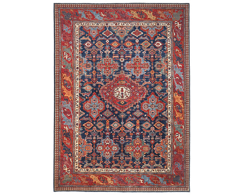 9x12 Blue Aryana Afghan Hand Knotted Veg Dye Wool Area Rug