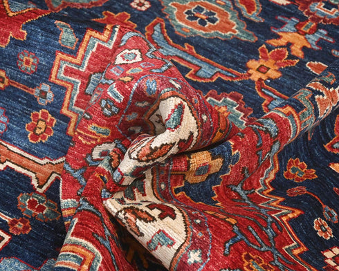 9x12 Blue Aryana Afghan Hand Knotted Veg Dye Wool Area Rug