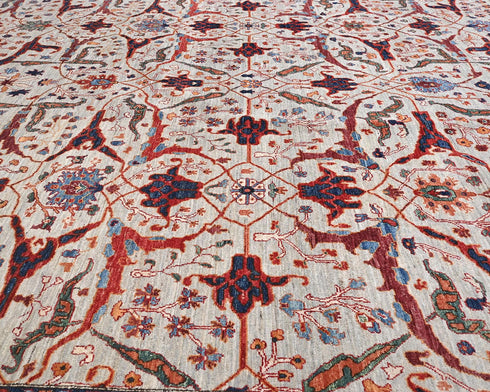 Alfombra afgana Aryana de lana teñida con tinte vegetal, anudada a mano, color gris, 9 x 12