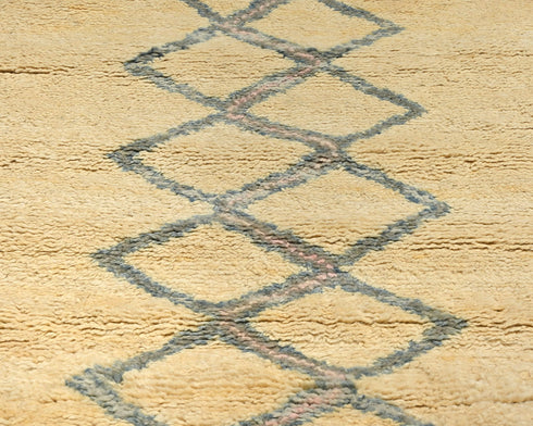8 Feet Moroccan Beige Hand Woven Wool Runner Rug