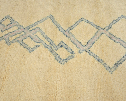 8 Feet Moroccan Beige Hand Woven Wool Runner Rug