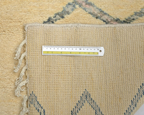 8 Feet Moroccan Beige Hand Woven Wool Runner Rug
