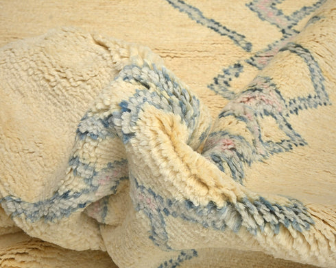 8 Feet Moroccan Beige Hand Woven Wool Runner Rug