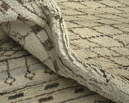 8 Feet Moroccan Brown Hand Woven Wool Runner Rug