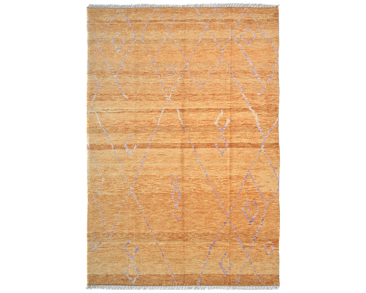 9x12 Moroccan Orange Hand Woven Wool Area Rug