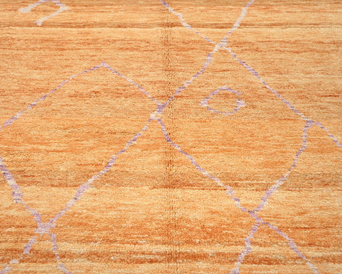 Alfombra marroquí de lana tejida a mano en color naranja de 9 x 12 pulgadas