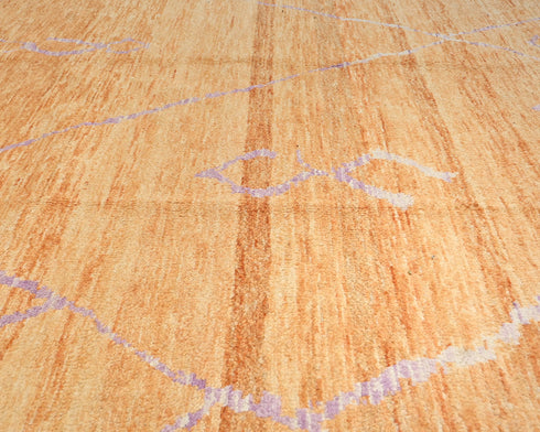 Alfombra marroquí de lana tejida a mano en color naranja de 9 x 12 pulgadas