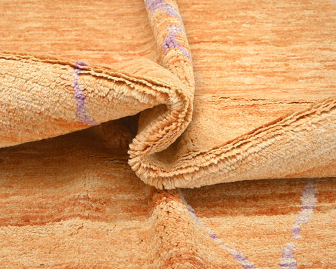 Alfombra marroquí de lana tejida a mano en color naranja de 9 x 12 pulgadas