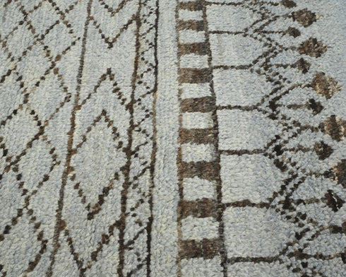 10 Feet Moroccan Gray Hand Woven Wool Runner Rug
