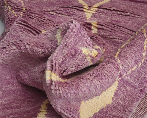 10 Feet Moroccan Purple Hand Woven Wool Runner Rug