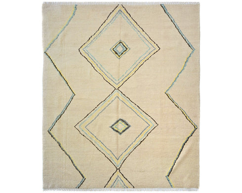 9x9 Moroccan Beige Hand Woven Square Wool Area Rug