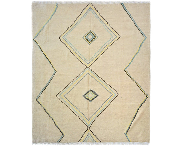 9x9 Moroccan Beige Hand Woven Square Wool Area Rug