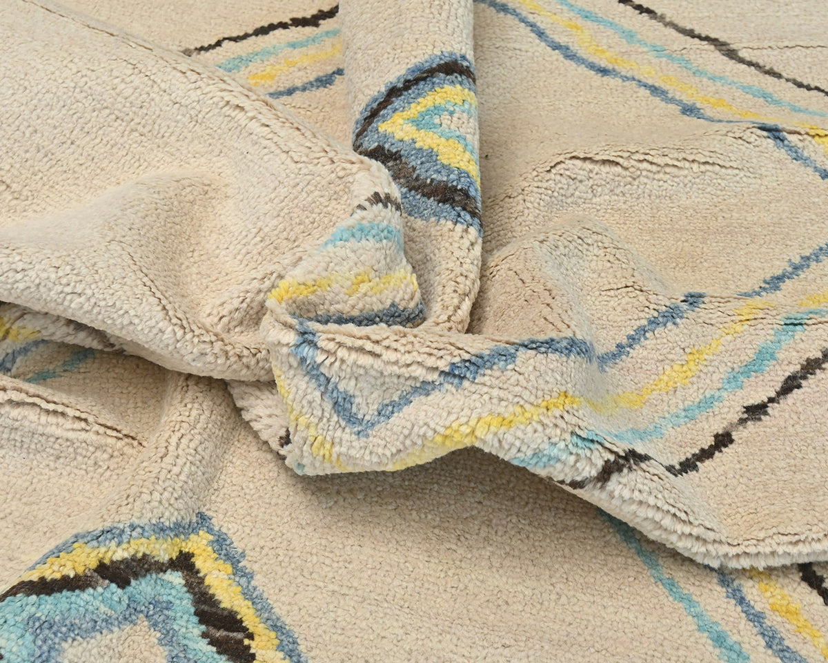 9x9 Moroccan Beige Hand Woven Square Wool Area Rug